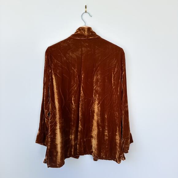 XCVI Velvet Open Pocket Cardigan Sweater in Copper M - Picture 3 of 8